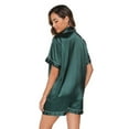 thumbnail image 3 of Short Sleeve Satin Pajama Set for Women - Button Down Sleepwear Top with Shorts Valentine's Gift Pajamas Set 2 Piece Silk Loungewear,S-XXL, 3 of 12