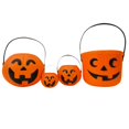 thumbnail image 3 of 3pcs Portable Halloween Pumpkin Bucket, Large Pumpkin Candy Bucket for Kids, Small Plastic Pumpkin Luminous Bucket, 3 of 4