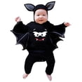 thumbnail image 2 of FAOWME Infant Halloween Boys Girls Hooded Romper Long Sleeve Cartoon Print Stylish Comfortable Bat Jumpsuits For Party Black 18-24 Months, 2 of 9