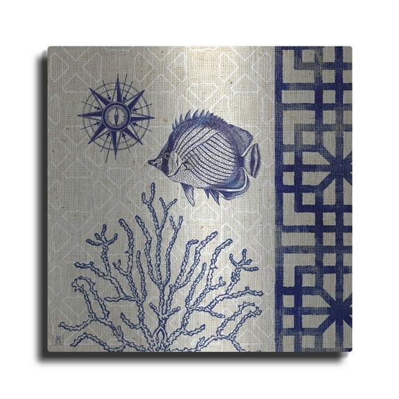 Luxe Metal Art 'Sea Shore Square II' by Studio Mousseau, Metal Wall Art, 12"x12"