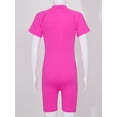 thumbnail image 5 of TSSOE Girls Boys One-Piece Short Sleeve Zippered Shorty Wetsuit Swimsuit Rashguard Sun Protection Rose Red 8, 5 of 7