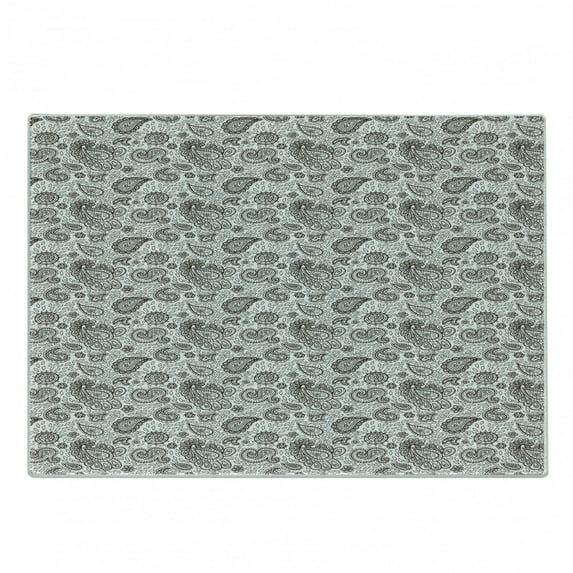 Brown Paisley Cutting Board, Traditional Flower Tribal Ornaments on Plain Background Illustration, Decorative Tempered Glass Cutting and Serving Board, in 3 Sizes, by Ambesonne