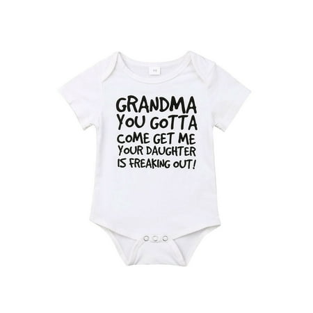 

Infant Baby Girl Boy Letter Print Short Sleeve Romper Cotton Jumpsuit Bodysuit
