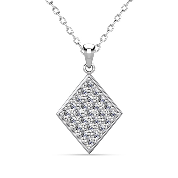 Cate & Chloe Lennon 18k White Gold Plated Pave Pendant Necklace with Swarovski Crystals for Women