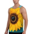 thumbnail image 2 of Cauagu Golden Sunflower in Blue Print Men's Sleeveless Muscle Shirts,Tank Tops Quick Dry Workout Tank Top Gym Muscle Tee Fitness Bodybuilding T Shirt for Men-X-Large, 2 of 7