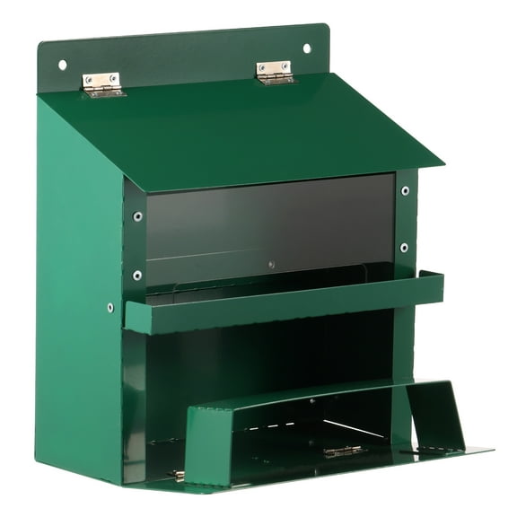Keyohome Metal Squirrel Feeder Large Capacity Outside Squirrel Feeder House with Transparent Bin for Outdoor Garden Backyard