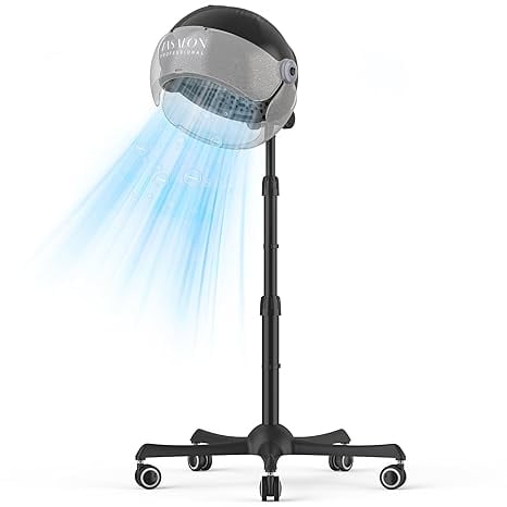 TASALON 1875W Ionic Hood Hair Dryer with Adjustable Stand, 3 Temperature Settings, Rolling Wheels, and Timer-Gold