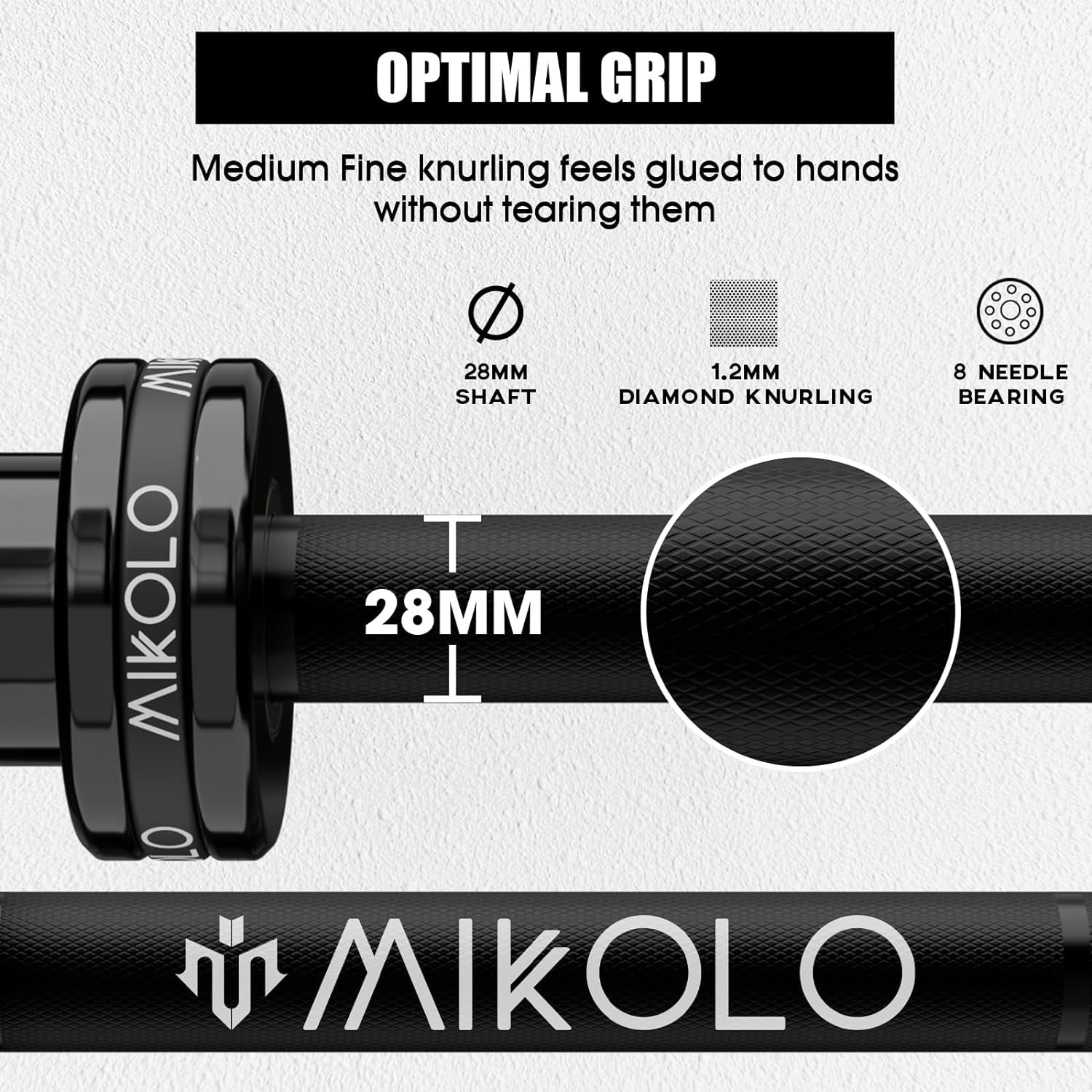 Tuekys 7.2FT Barbell for Weightlifting and Powerlifting 45lb, Bar for 1500lbs Capacity, Weight Bar Fit 2" Standard Weights