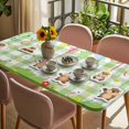 thumbnail image 3 of Groundhog Day Table Cloths for 5 Foot Rectangle Tables, Colorful Ribbon Green Plaid Spring Patio Waterproof Elastic Fitted Tablecloths, Washable Rectangular Table Cover for Camping, 3 of 8