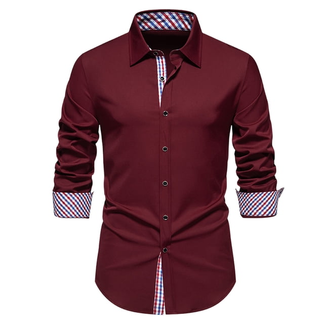 pstuiky camisetas de manga larga para hombre, Camisa vaquera informal de manga larga con cuello abatible y bolsillo abotonado para hombre Tops casuales para hombres s