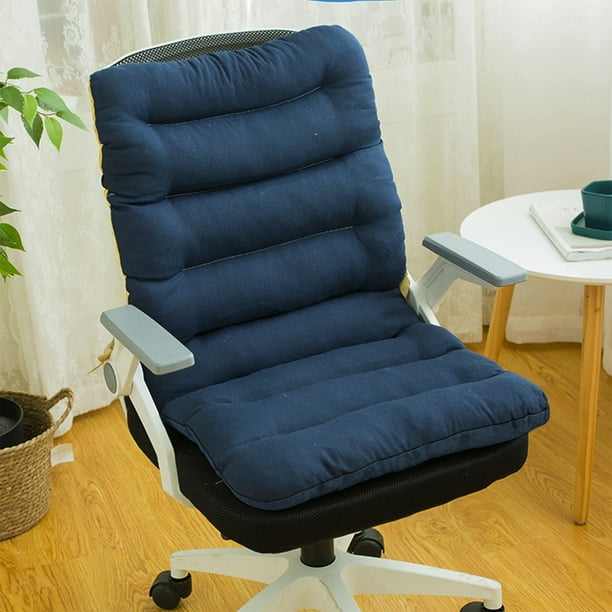 Cojín para silla (1 unidad), cojín de asiento de 45 x 85 cm, almohadillas para sillas de comedor y oficina de poliéster con cintas para un soporte cómodo y decoración del hogar (azul).