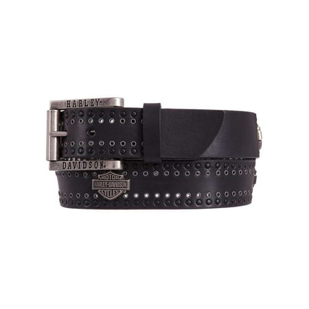 - Harley-Davidson Men's Studded Grit Genuine Leather Belt, Black HDMBT11361-BLK, Harley Davidson