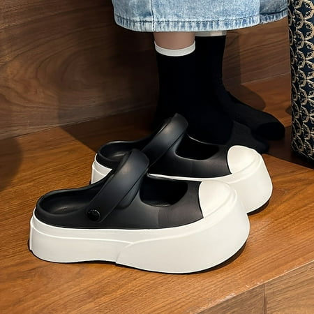 

JZSHICHAOCAR Comfortable Women‘s Soft Sole Beach Clogs with Contrast Color and Platform Design for Two-way Wear in the Garden