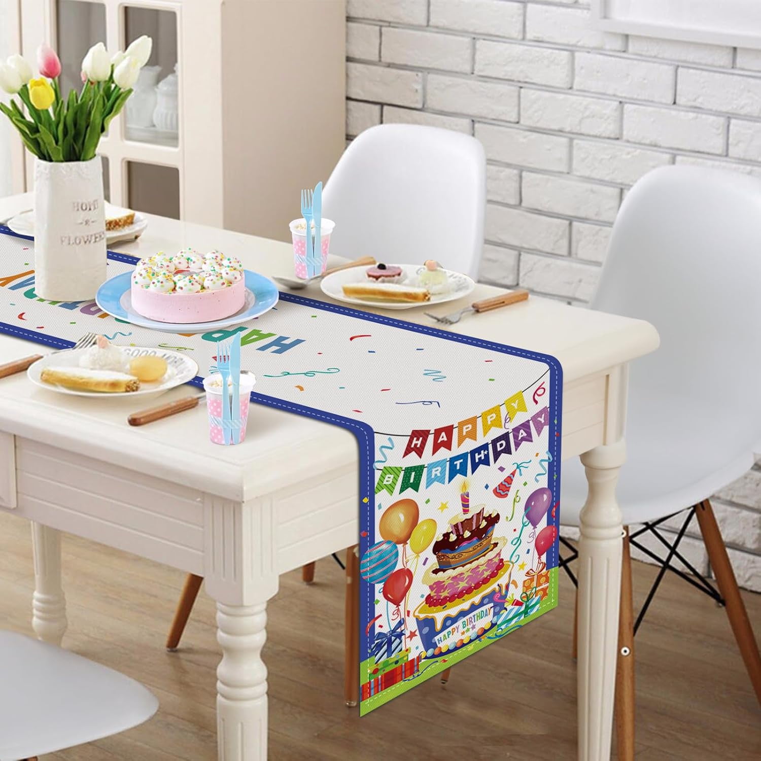 Kekohoven Happy Birthday Table Runner - 13x72 Inches Long For Party Decor