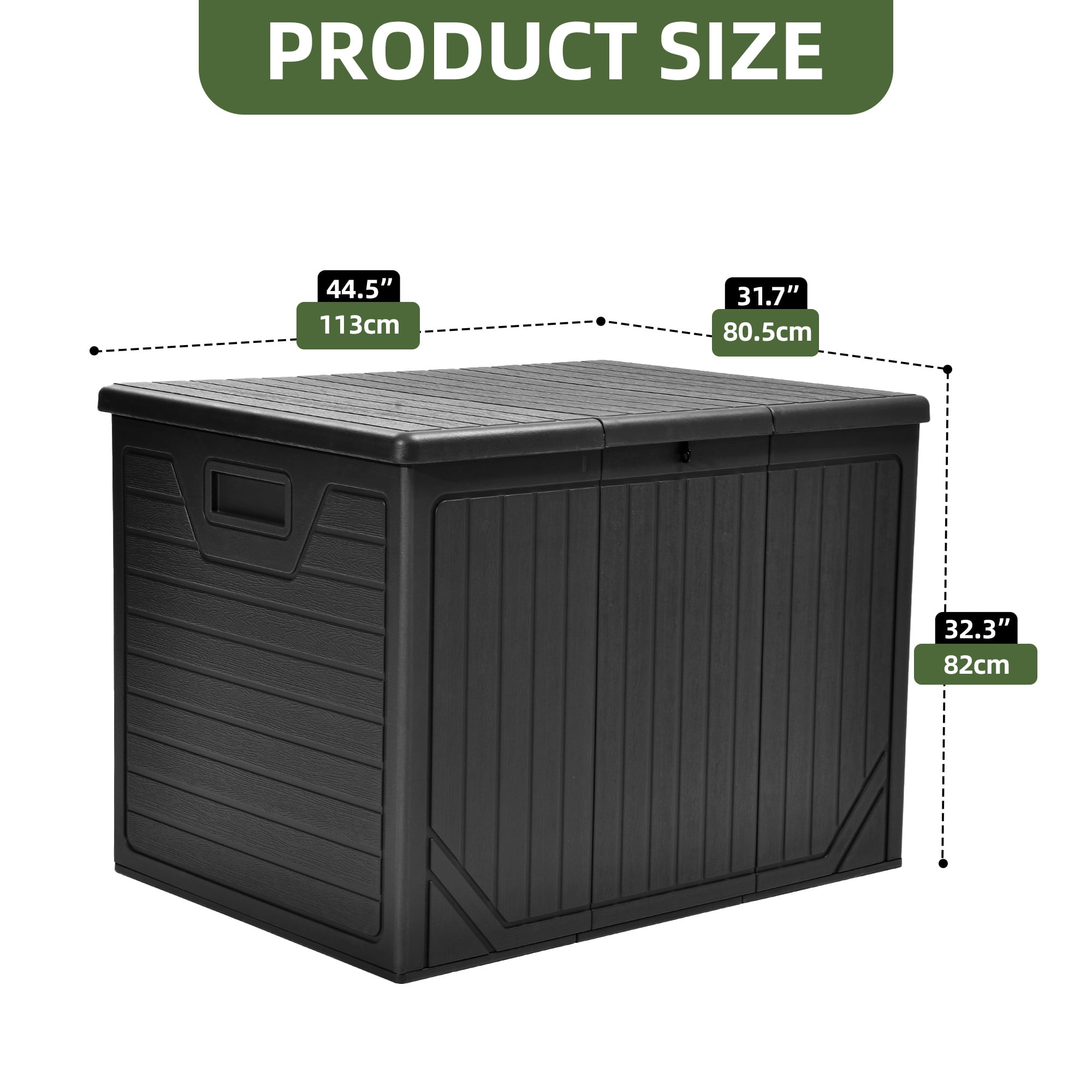 Uforic 230 Gallon Extra Large Resin Deck Box, Lockable Waterproof Outdoor Storage Bin, Weatherproof Patio Container for Patio Cushions, Garden Tools and Pool Supplies, Black