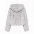 thumbnail image 5 of Women's Short Fuzzy Fleece Hooded Jackets, Lightweight Off-the-Shoulder Cardigan, Winter Fashion Outfits, 5 of 9