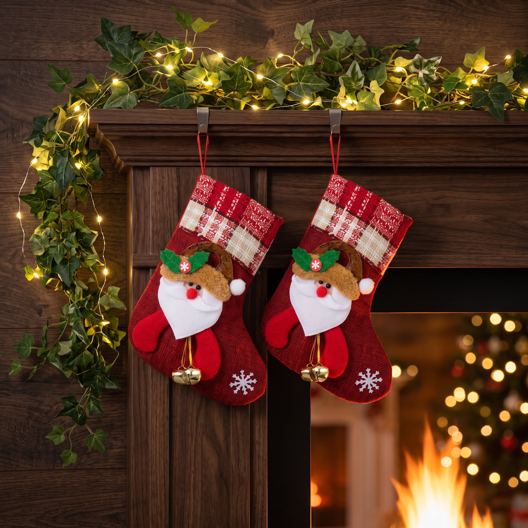 Unique Bargains Heritage Character Christmas Stocking Double Layer Timeless Sock Red 8"