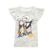Nightmare Before Christmas Girls' Halloween Flutter Sleeve T-Shirt