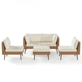 thumbnail image 5 of LAZZO 5-Piece Outdoor Wicker Conversation Set, All-Weather Sectional Sofa with 4 Chairs & 1 Ottoman, Beige Cushions, 5 of 9