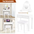 thumbnail image 6 of Gymax Bedroom Wooden Mirrored Makeup Vanity Set Stool Table Set White, 6 of 10