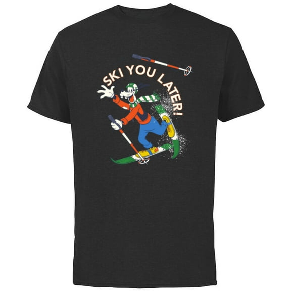 Disney Goofy Winter Sports Skiing Retro Ski You Later - Short Sleeve Cotton T-Shirt for Adults - Customized-Black