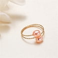 thumbnail image 2 of PAURO Adjustable Rings for Women Gold Plated Imitation Pearl White Pink Purple Open Cute Stainless Steel Vintage Charm Elegant Statement Personalized Dainty Jewelry Pink 2, 2 of 4