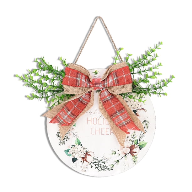 Fiesta Cartel de bienvenida Puerta de entrada Granja de madera Plantas verdes Bowknot Craft Colgante de pared Primavera Porche Decoración exterior C Advancent HA009517-03B