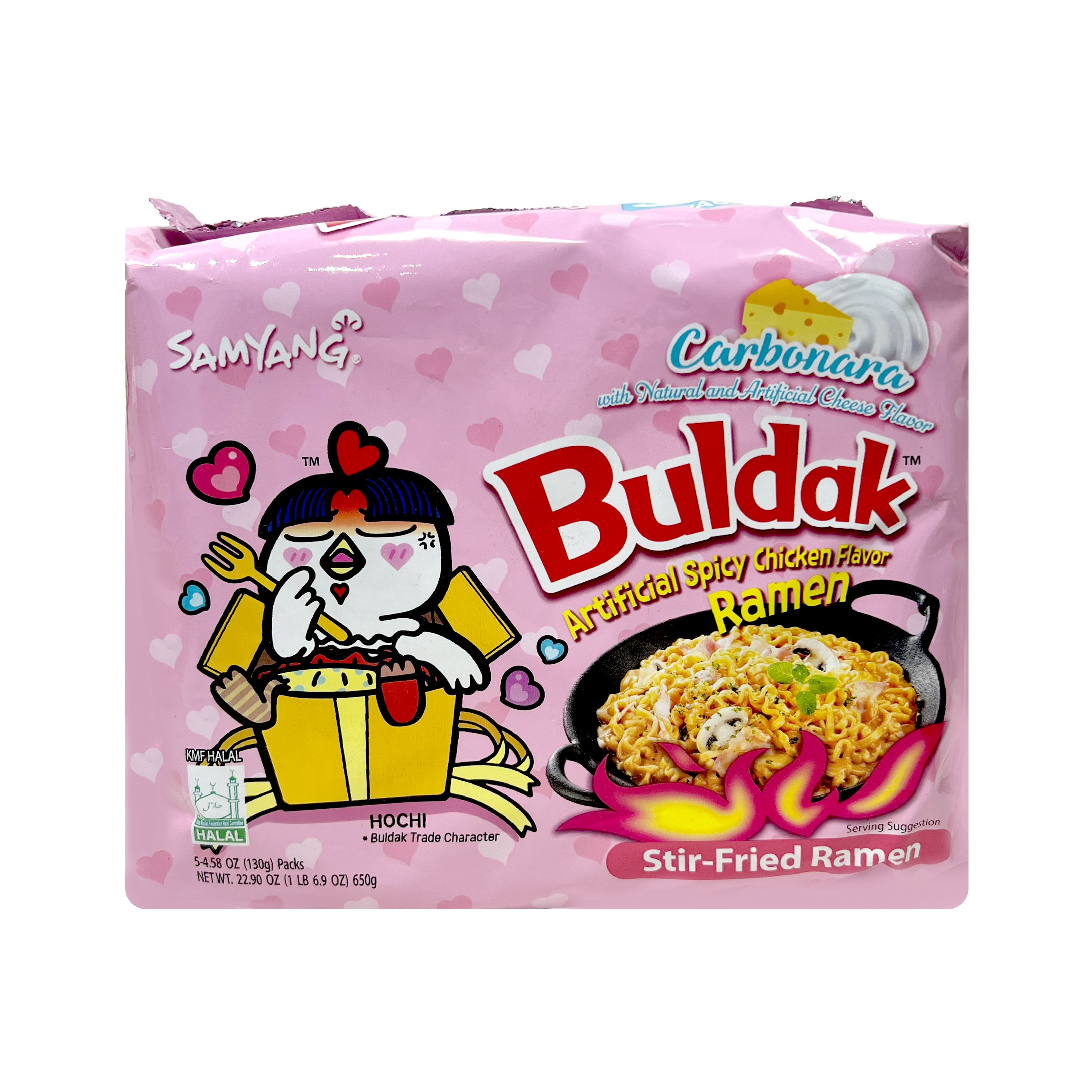 SAMYANG Buldak Carbonara Hot Chicken Flavor Ramen, Stir Fried Instant Noodle 2-PACK 22.90 Oz (650 g)