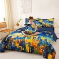 thumbnail image 4 of Homewish Bohemian Oil Painting 7-Piece Twin Bedding,Swirling Stars City Bedding Comforter Set,Navy Yellow,Navy Blue Reversible, 4 of 8