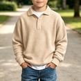 thumbnail image 2 of PureCasa Children's Sweatshirts 3-14 Years Waffle Knit Long Sleeve Sweatshirts Sports Button Collared Casual Pullover Outdoor Winter Tops, 2 of 10