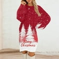 thumbnail image 3 of Women's Round Neck Casual Long Sleeve Plush Christmas Printed Dresses, Festive Fall and Winter Wear for Holiday Parties, Cozy and Soft Material,Red,2XL, 3 of 6