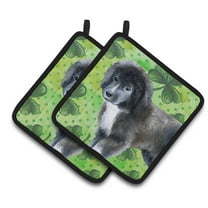 Newfoundland Puppy St Patrick's Pair of Pot Holders