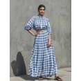 thumbnail image 2 of Women's Gingham Crop Top and Maxi Skirt Set, Puff Sleeve Smocked Two Piece Outfit, 2 of 2