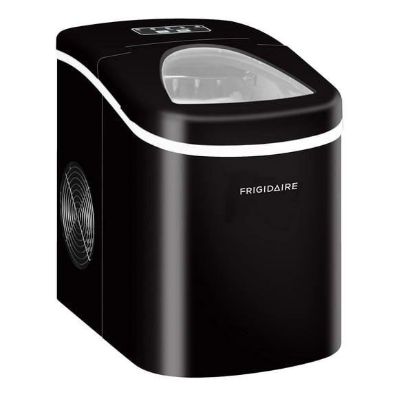 Máquina de hielo portátil Frigidaire, compacta, 26 kg, negra y blanca, 26 L/d