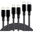 thumbnail image 2 of Cable USB C a Lightning Paquete de 5 Cargador de iPhone de 3/3/6/6/10 pies Cable de carga rápida con certificación Apple MFi Compatible con iPhone 14/13/12/11/XS/XR/X/8 - Negro, 2 of 5