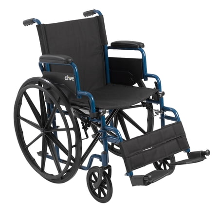 Drive Medical Blue Streak Wheelchair with Flip Back Desk Arms, Swing Away Footrests