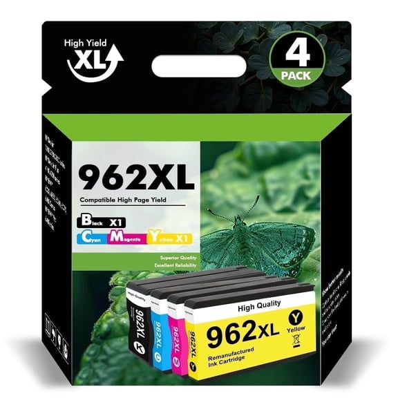 962XL Ink Cartridges 4 Pack Compatible for 962 XL Ink Cartridge Combo Pack for 9015 9010 9018 Priner Ink 962