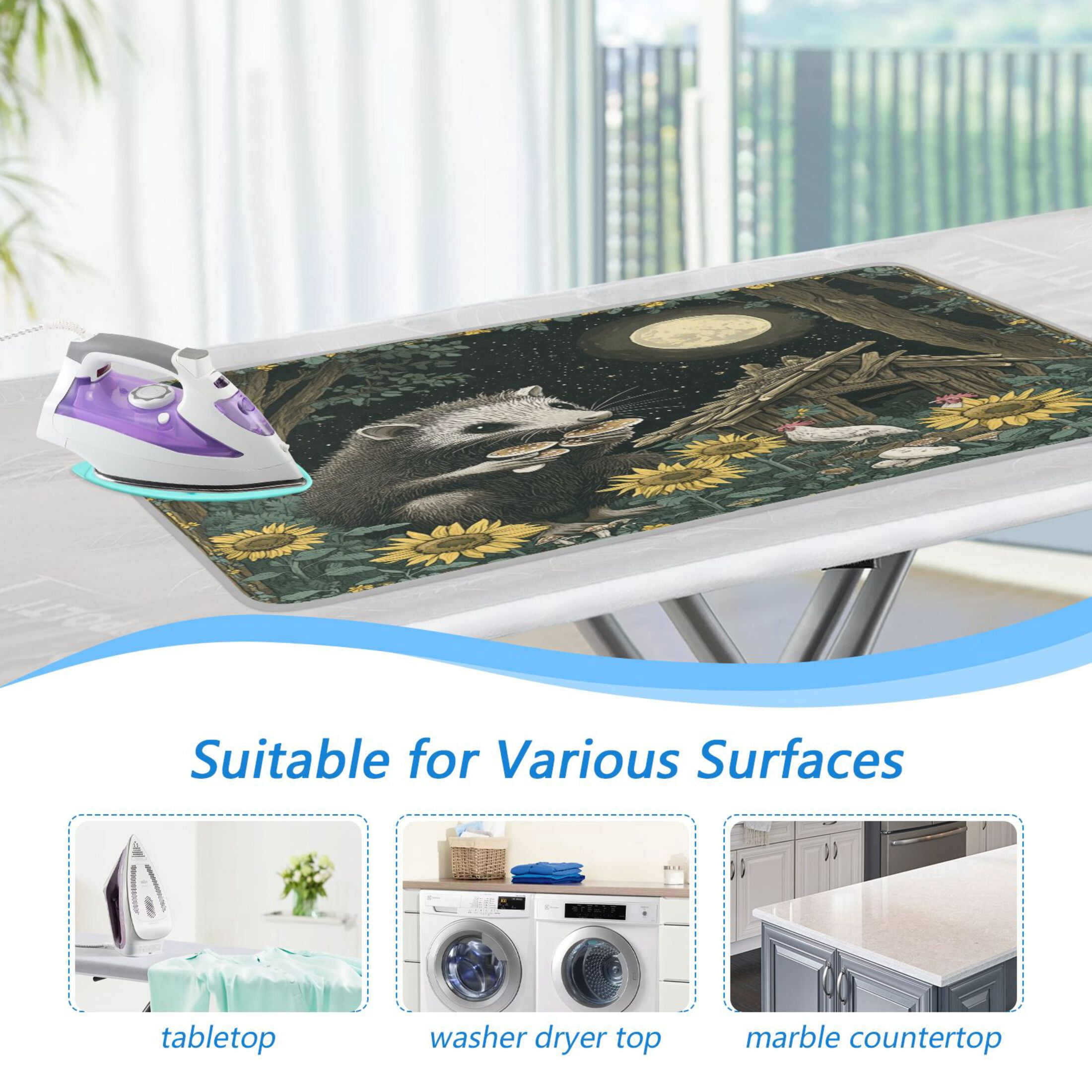 Wobogo Extra Large Possum Ironing Mat Blanket Quilted Washer Dryer Heat Resistant Pad Foldable for Easy Storage