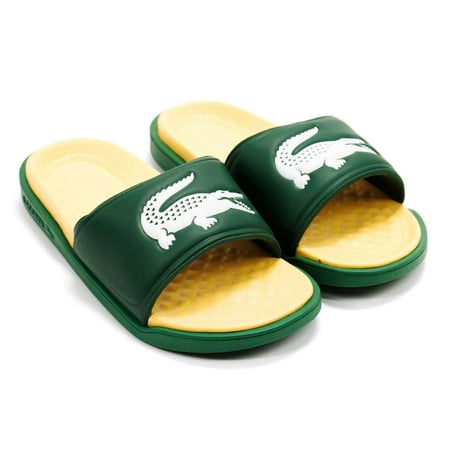 

Lacoste Men s Croco Dualiste 1122 2 Slide Sandals Green \ Yellow 7 M US