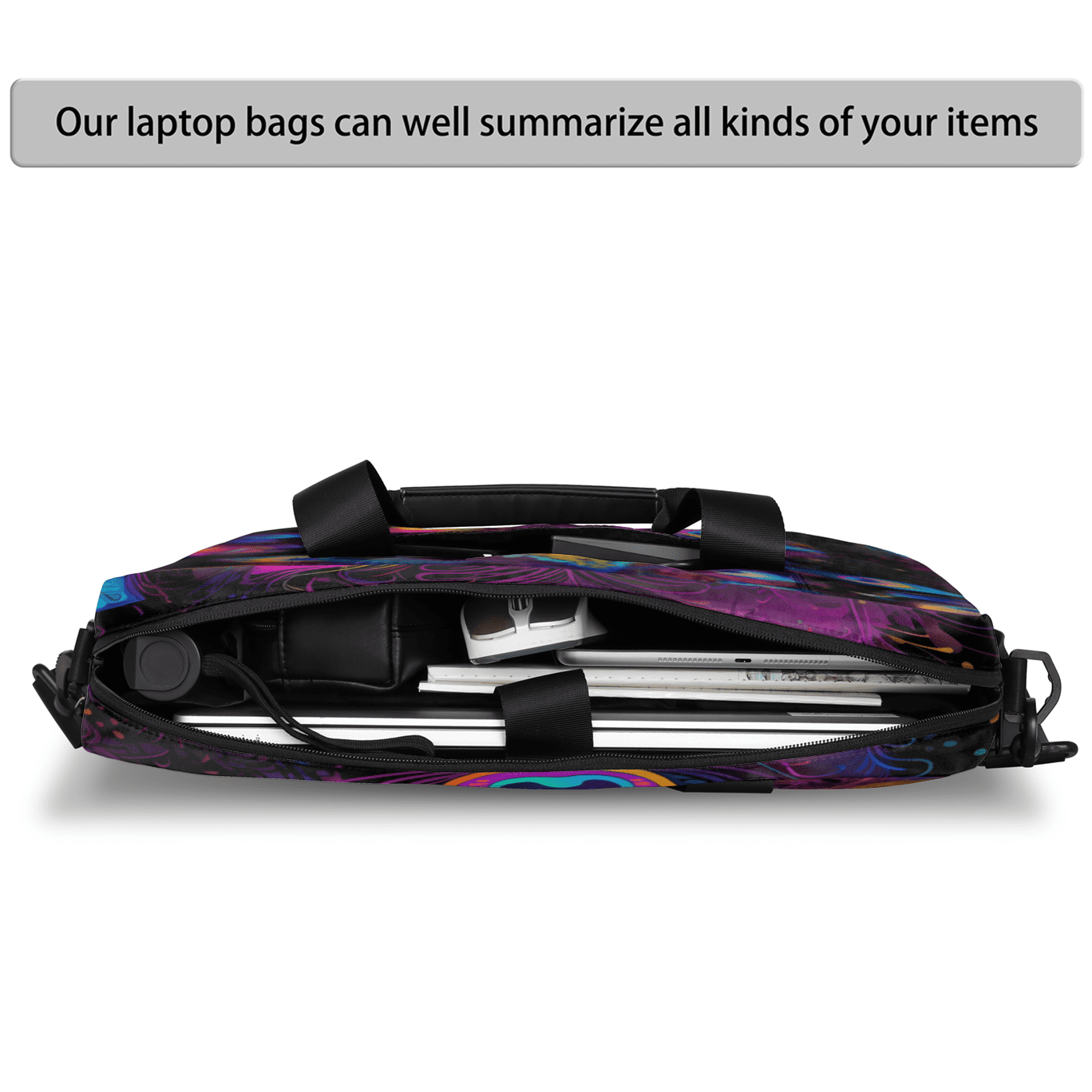 Herdesigns Watercolor Peacock Feather Laptop Bag for Women Men, Computer Case Briefcase Messenger Bags, 15-15.6 inch Laptop Sleeve Shoulder Bag