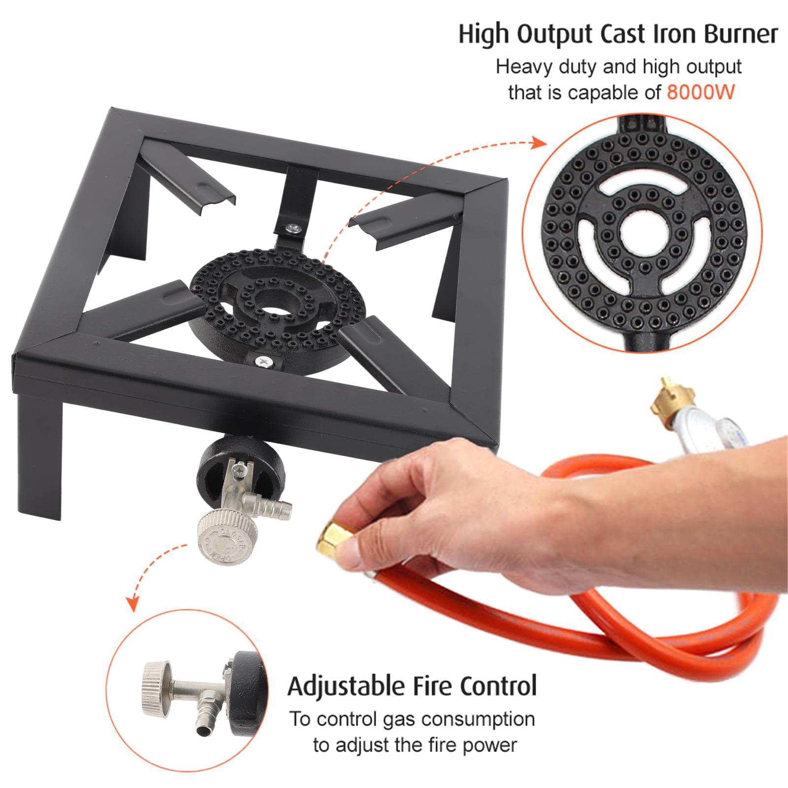 Iron 8KW Gas Boiling Ring Cast Iron Stove Large LPG Stove Outdoor Cooker Iron Frame Portable Fire Control Stove