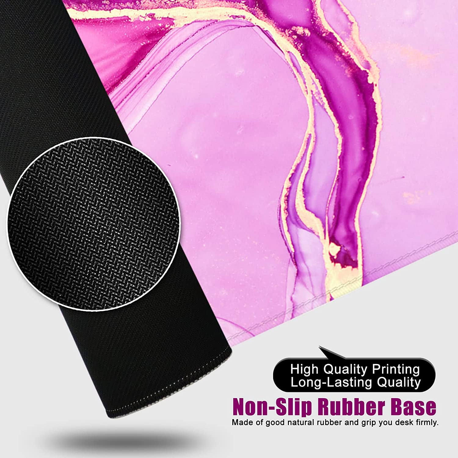 Purple Marble Mouse Pad XXL Large Mouse Pad for Desk 35x15.7x0.12 inch Desk Mat Gaming Mouse Pad (Purple)