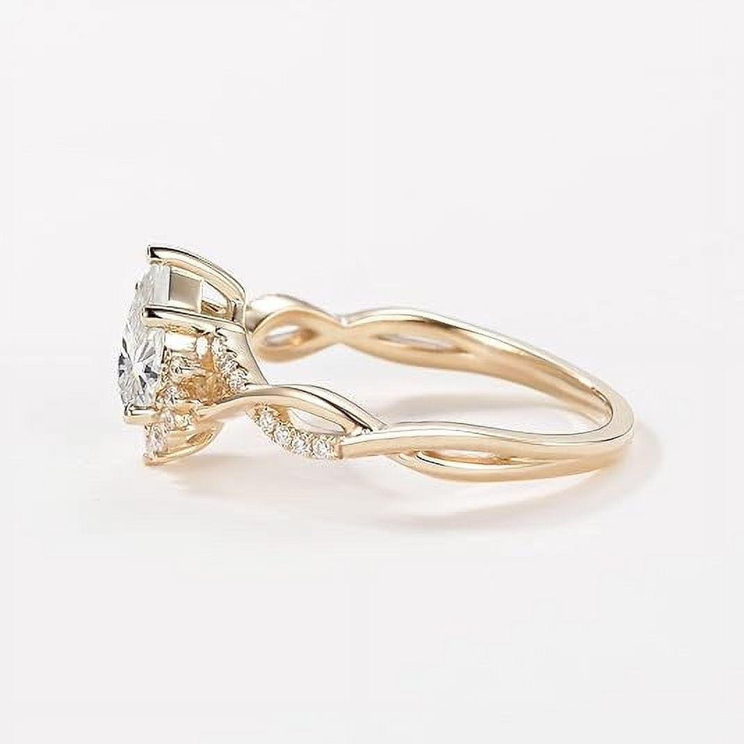 Jewelerix 18K Gold 1.50 CT Pear Cut Engagement Ring with Real Diamond for Women Birthstone Wedding Promise Rings for Her