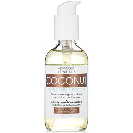 Advanced Clinicals Visible Repair Coconut Body Oil for stretch marks, hips, thighs, tummy. (Best Stuff To Prevent Stretch Marks)