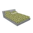 thumbnail image 2 of Leaves Greenery Fitted Sheet & Pillow Sham Set, Horizontal Pattern of Autumnal Vibes Leafy Branches Print, Decorative Printed 3 Piece Bedding Decor, Full, Avocado Green and Fern Green, by Ambesonne, 2 of 2