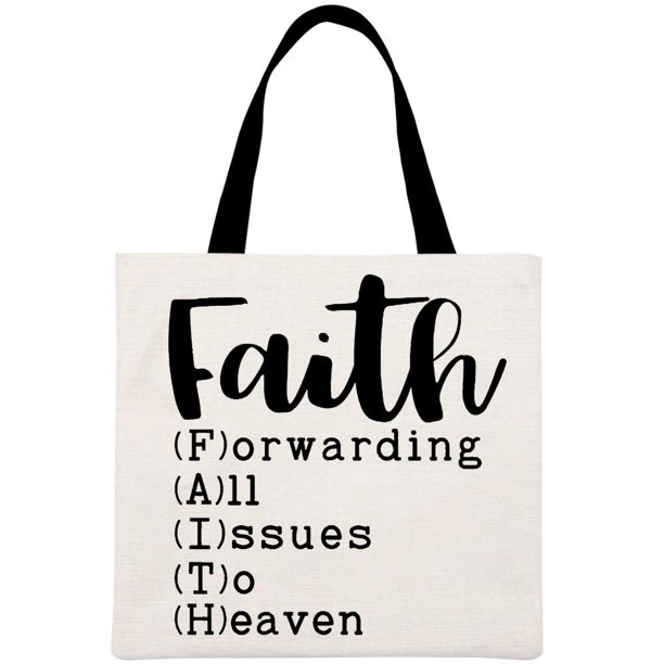 Faith Forward All Issues to Heaven-Bolsa mano lino gran capacidad