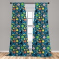 thumbnail image 4 of Ambesonne Space Curtains, Earth Astronaut Planet Stars, Pair of 28"x63", Lime Green and Burnt Sienna, 4 of 4