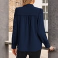 thumbnail image 3 of Stichou Womens Blouses Professional Long Sleeve Shirts Bow Tie Neck Work Tops Business Casual Outfits Dark Blue 2XL, 3 of 4