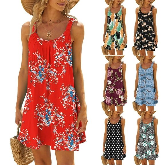 Azrian Summer Dresses 2023 Women's Beach Dress Bikini Beachwear Coverups Casual Vacation Short Summer Halter Dresses Clearance Sales Today Deals Prime