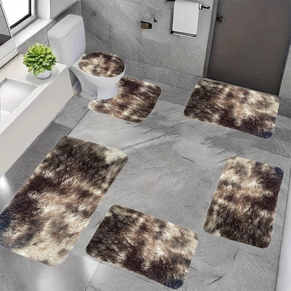 Bathroom Rugs Mat 6 Set, EDHITNR Extra Soft Absorbent Non-Slip Bath Rugs, Quick Dry Machine Washable Velvet Fleece Bath Mats for Whole Room Floor Tub Shower
